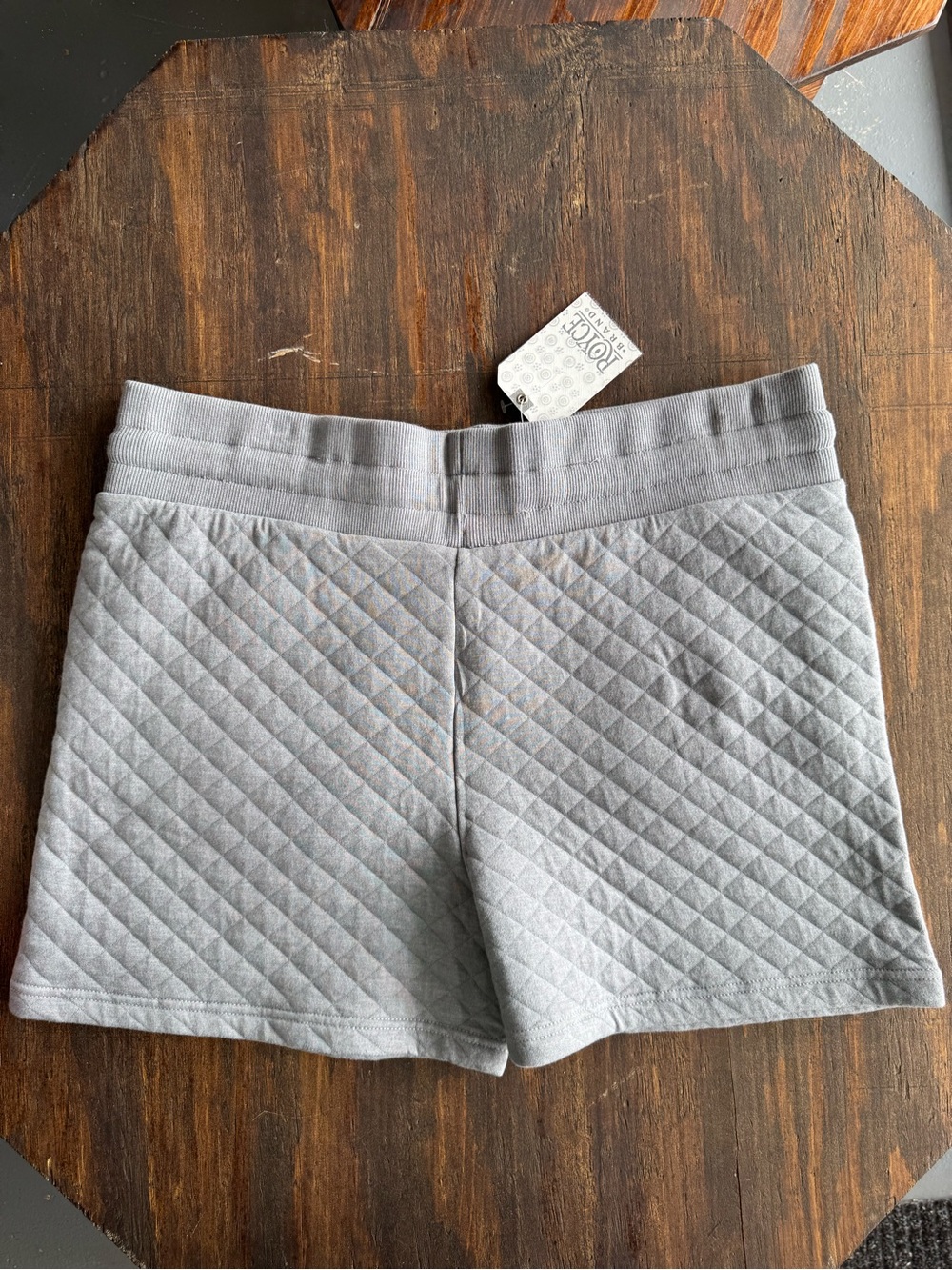 Quilted Gray Women's Athletic Shorts with Elastic Waistband - Picture 2 of 5